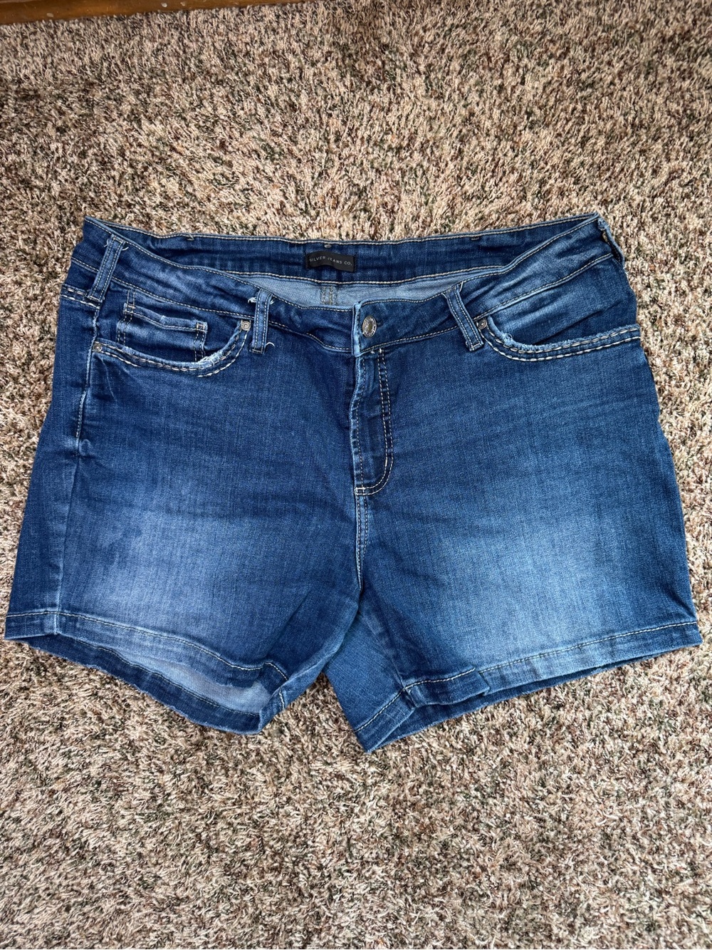 Silver Jeans Elyse Dark Blue Denim Cutoff Shorts - Picture 2 of 7